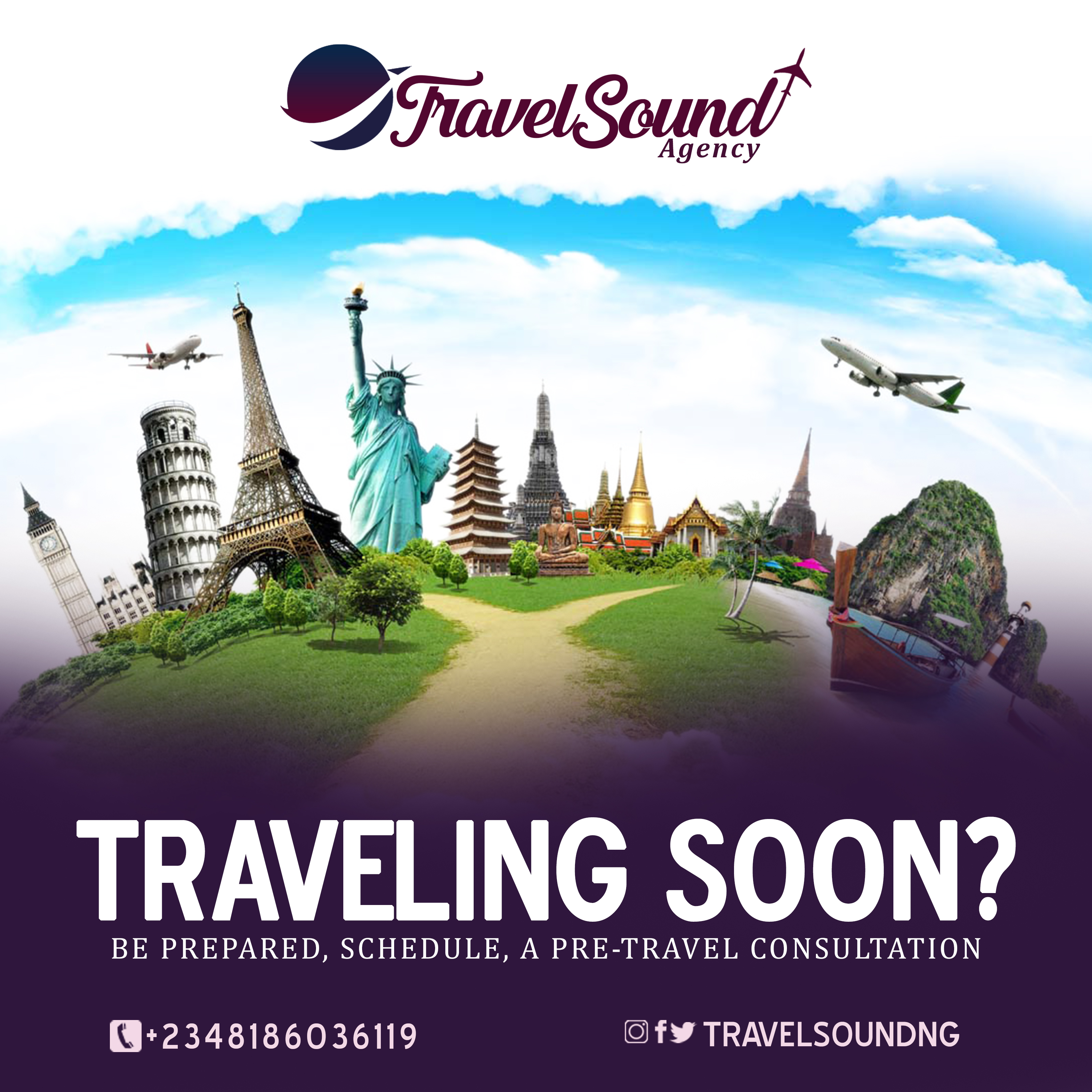 travelsound agency. Traveling soon within Nigeria, Africa or Europe contact us today 